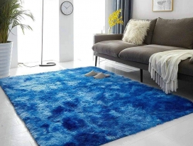 Thảm_lông lót  sàn có đế cao cấp màu xanh doremon 